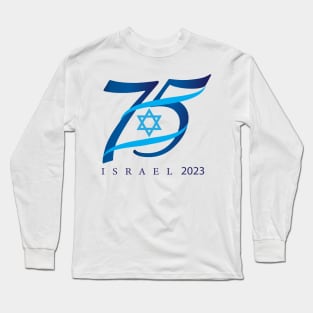 Happy Israel Independence Day Blue Star of David 75th Anniversary celebration Event 2023 Yom Ha'Atzmaut Long Sleeve T-Shirt